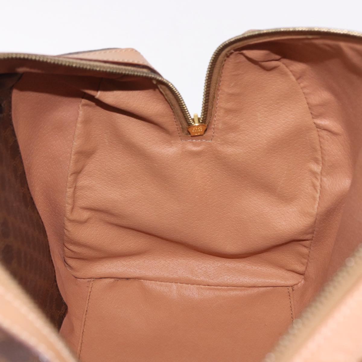 CELINE Macadam Canvas Boston Bag PVC Leather Brown Gold Auth bs36061V
