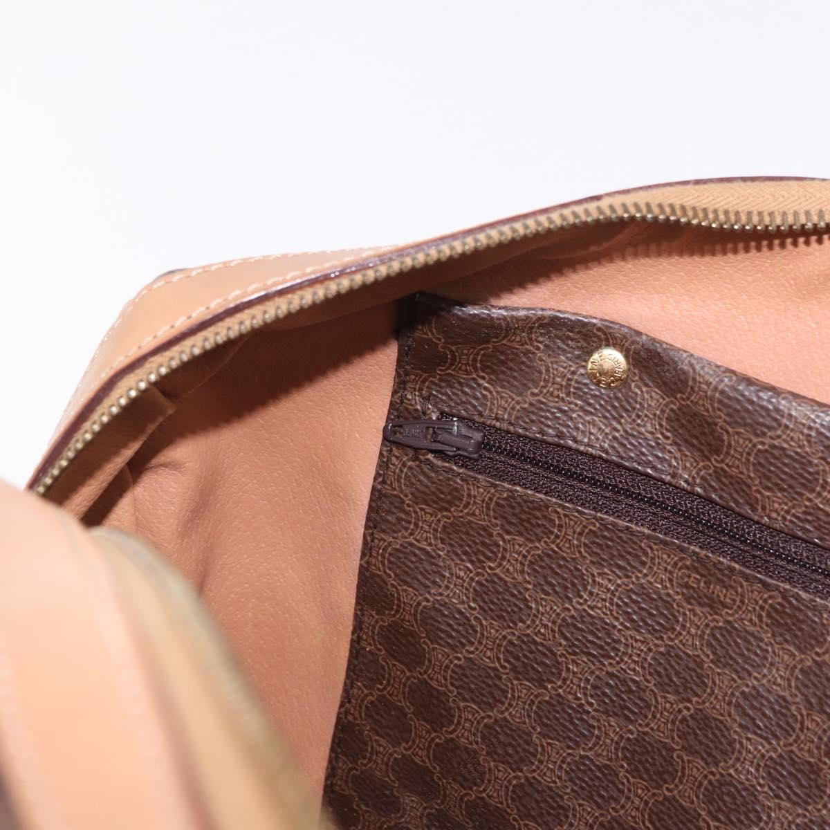CELINE Macadam Canvas Boston Bag PVC Leather Brown Gold Auth bs36061V