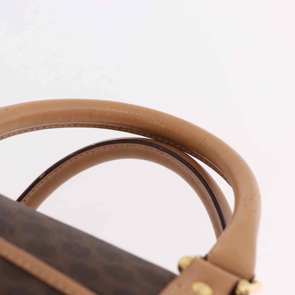 CELINE Macadam Canvas Boston Bag PVC Leather Brown Gold Auth bs36061V