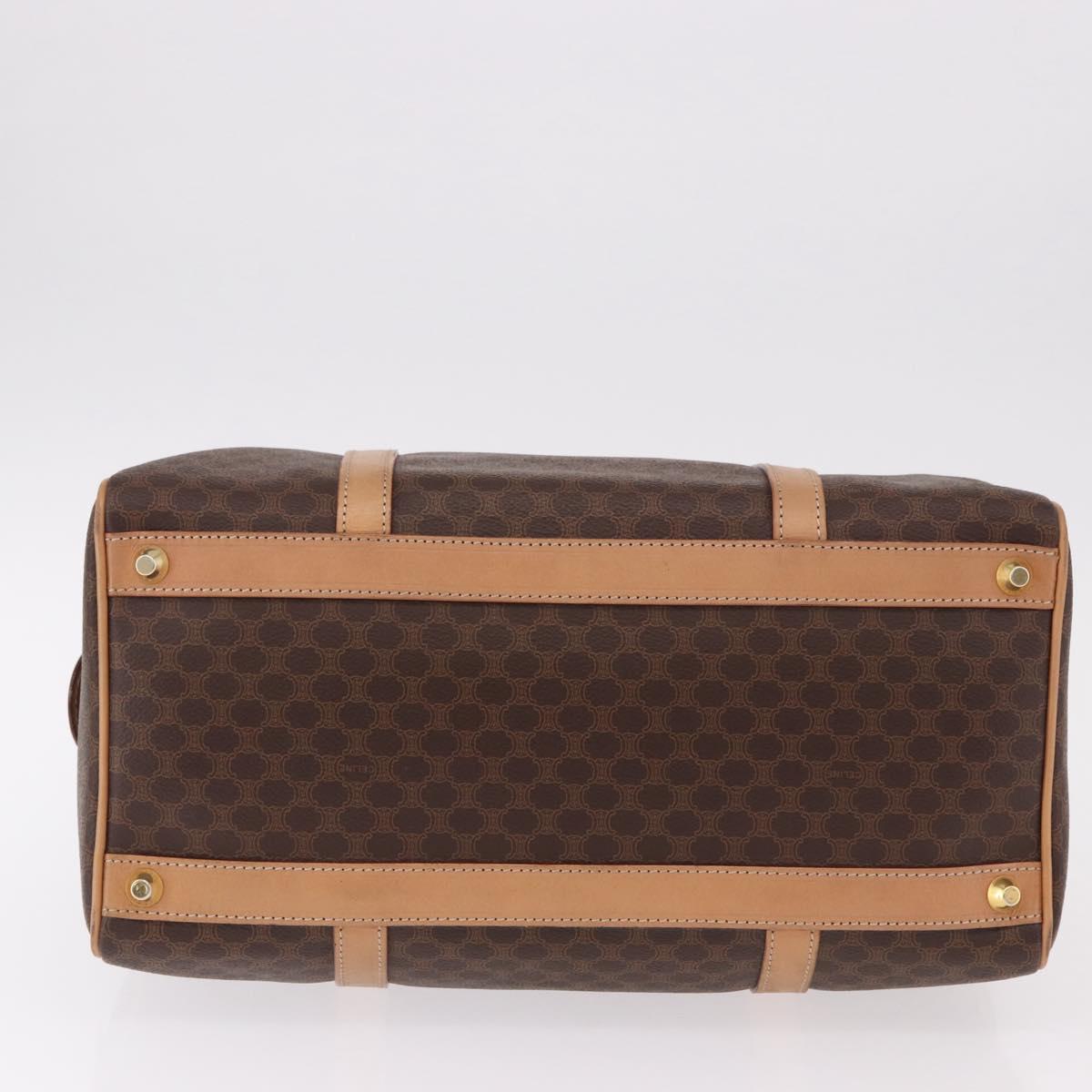 CELINE Macadam Canvas Boston Bag PVC Leather Brown Gold Auth bs36061V