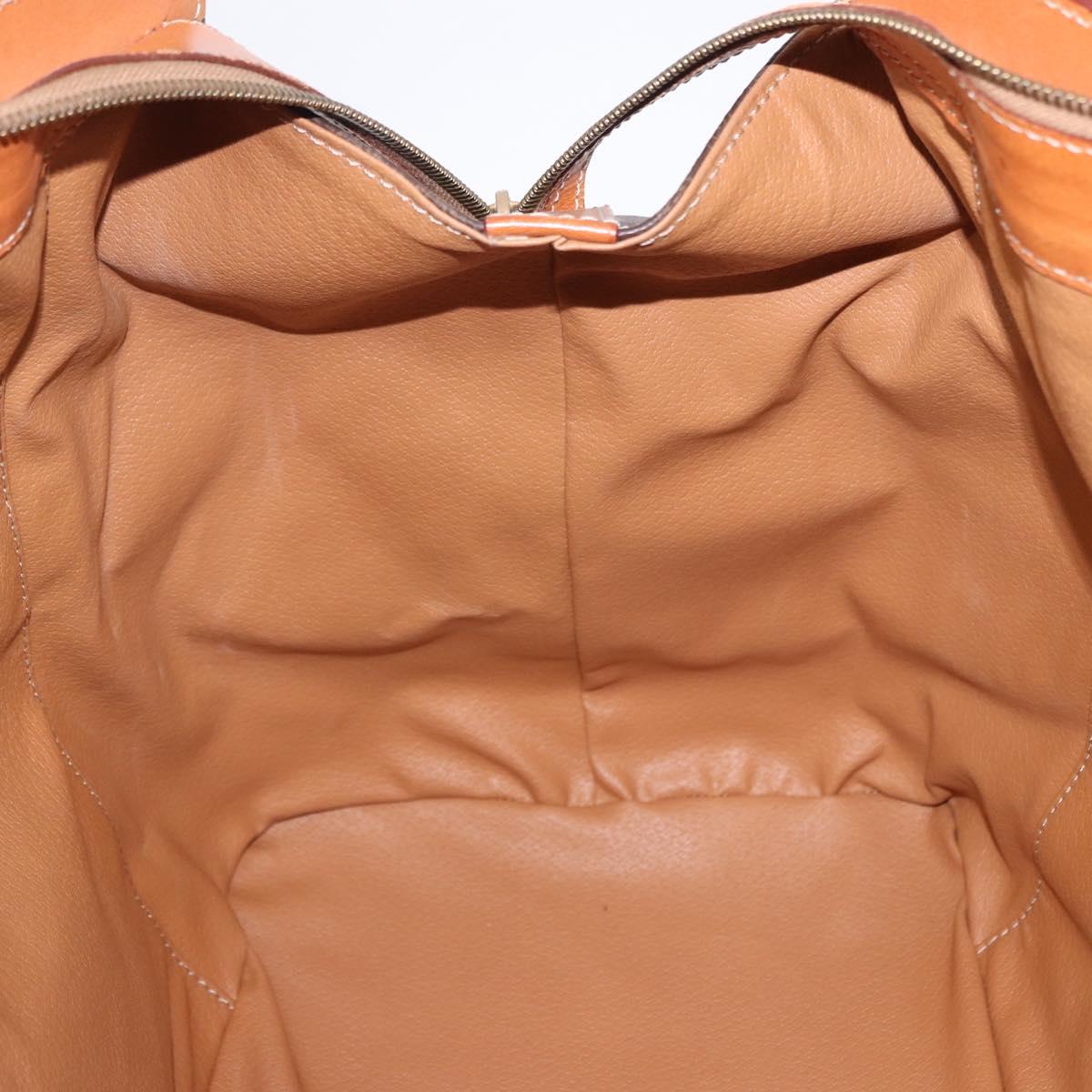 CELINE Macadam Canvas Boston Bag PVC Leather Brown Gold Auth bs36062