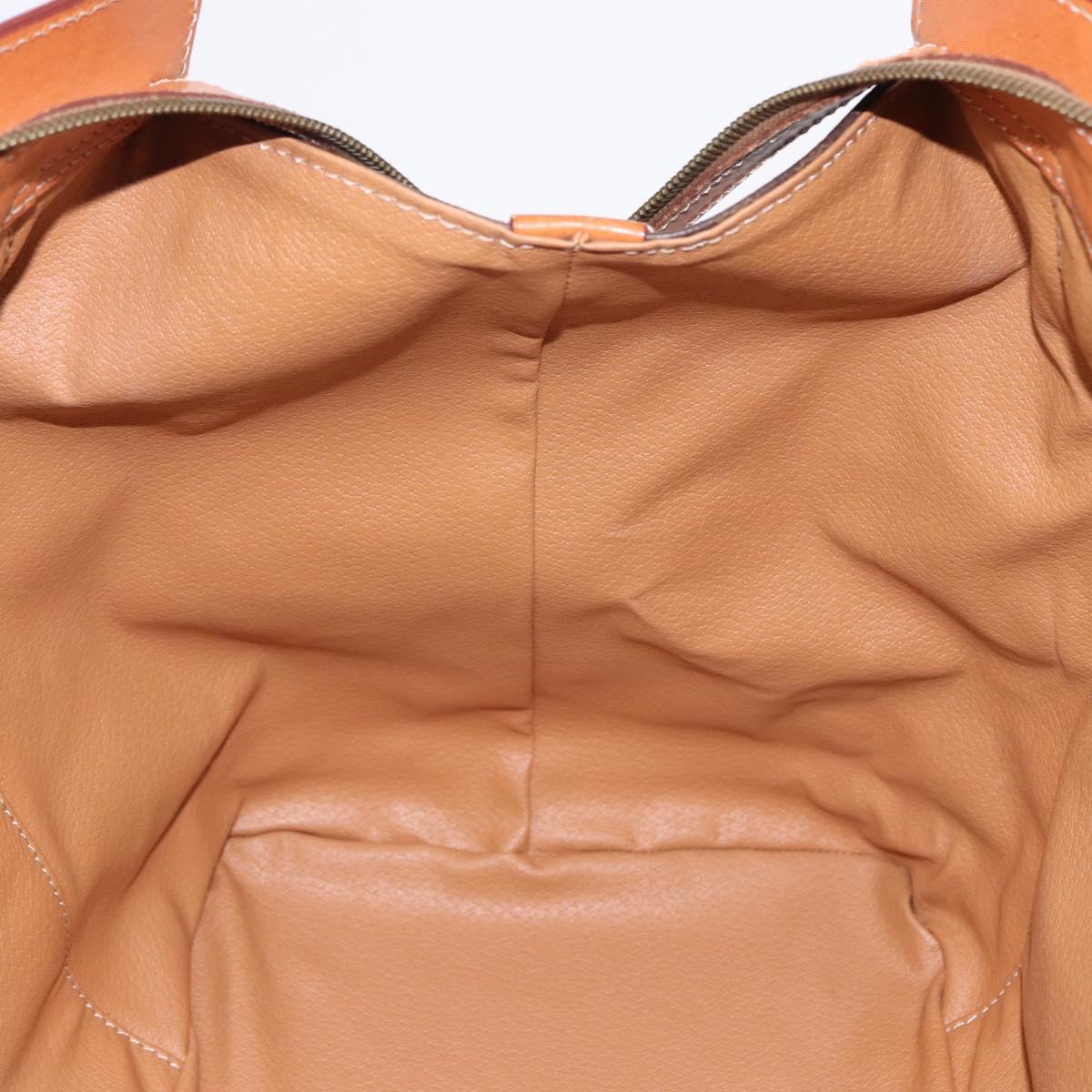 CELINE Macadam Canvas Boston Bag PVC Leather Brown Gold Auth bs36062