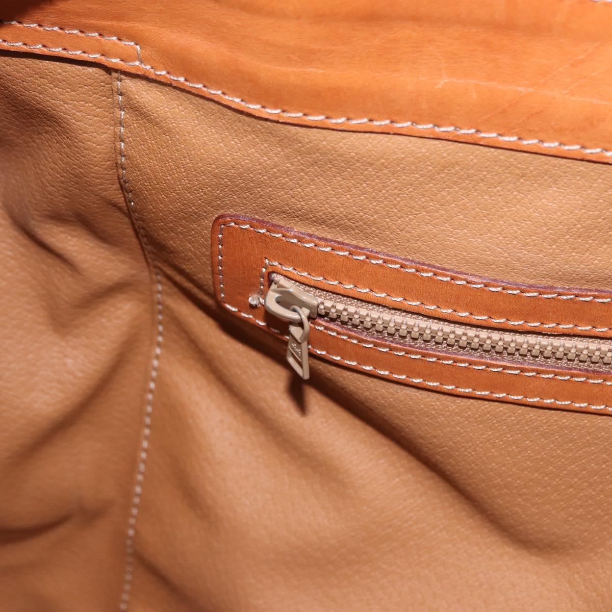 CELINE Macadam Canvas Boston Bag PVC Leather Brown Gold Auth bs36062