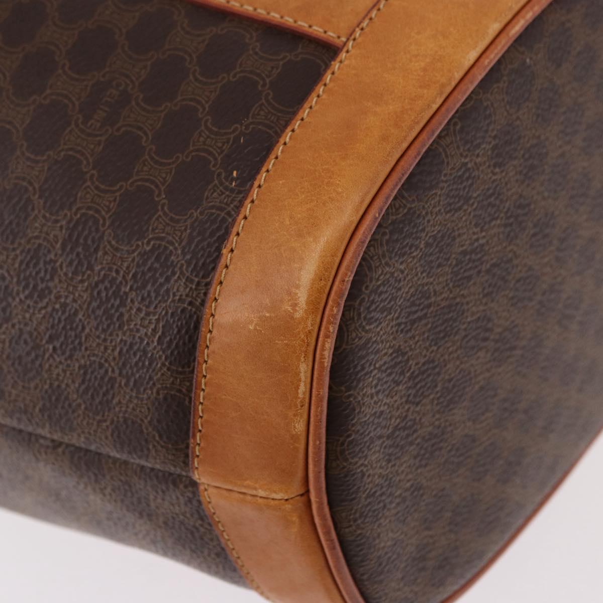 CELINE Macadam Canvas Shoulder Bag PVC Leather Brown Gold Auth bs36063