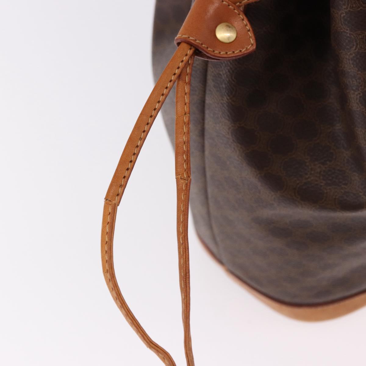 CELINE Macadam Canvas Shoulder Bag PVC Leather Brown Gold Auth bs36063