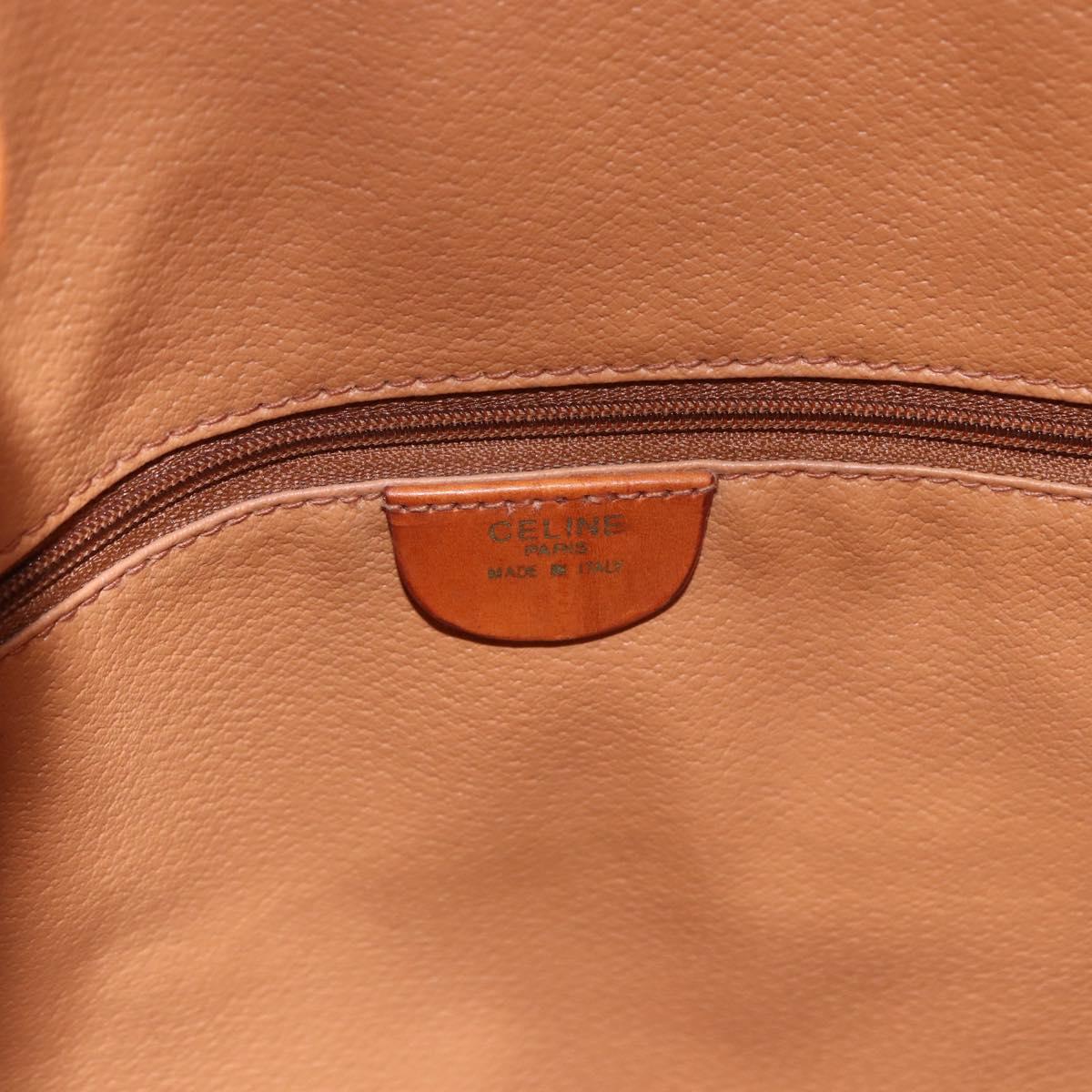 CELINE Macadam Canvas Shoulder Bag PVC Leather Brown Gold Auth bs36063