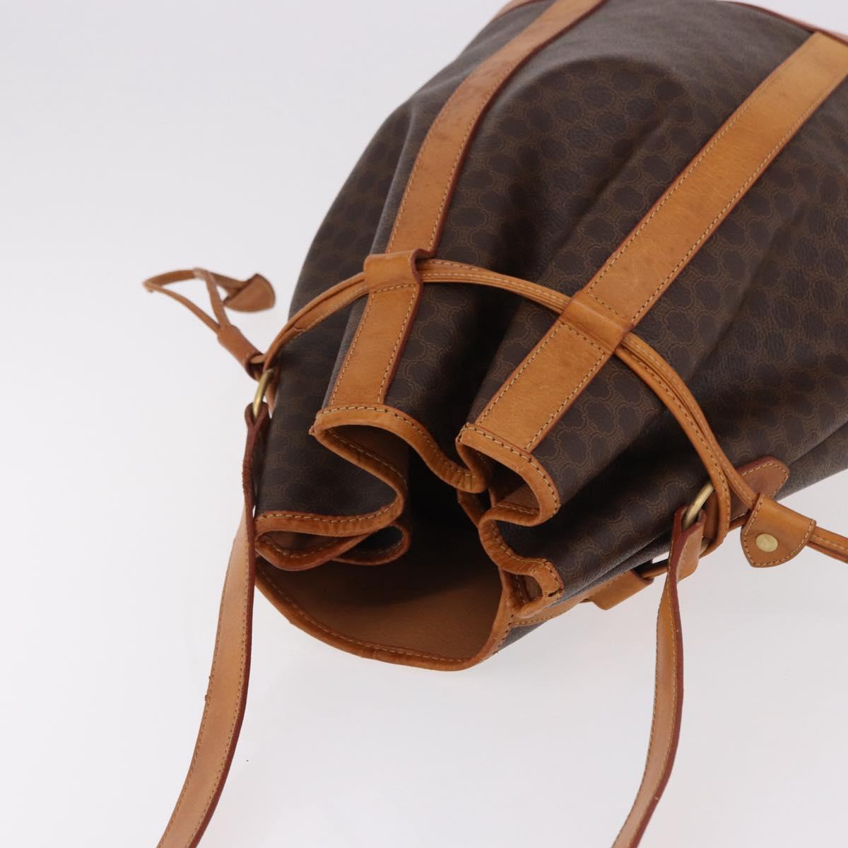 CELINE Macadam Canvas Shoulder Bag PVC Leather Brown Gold Auth bs36063