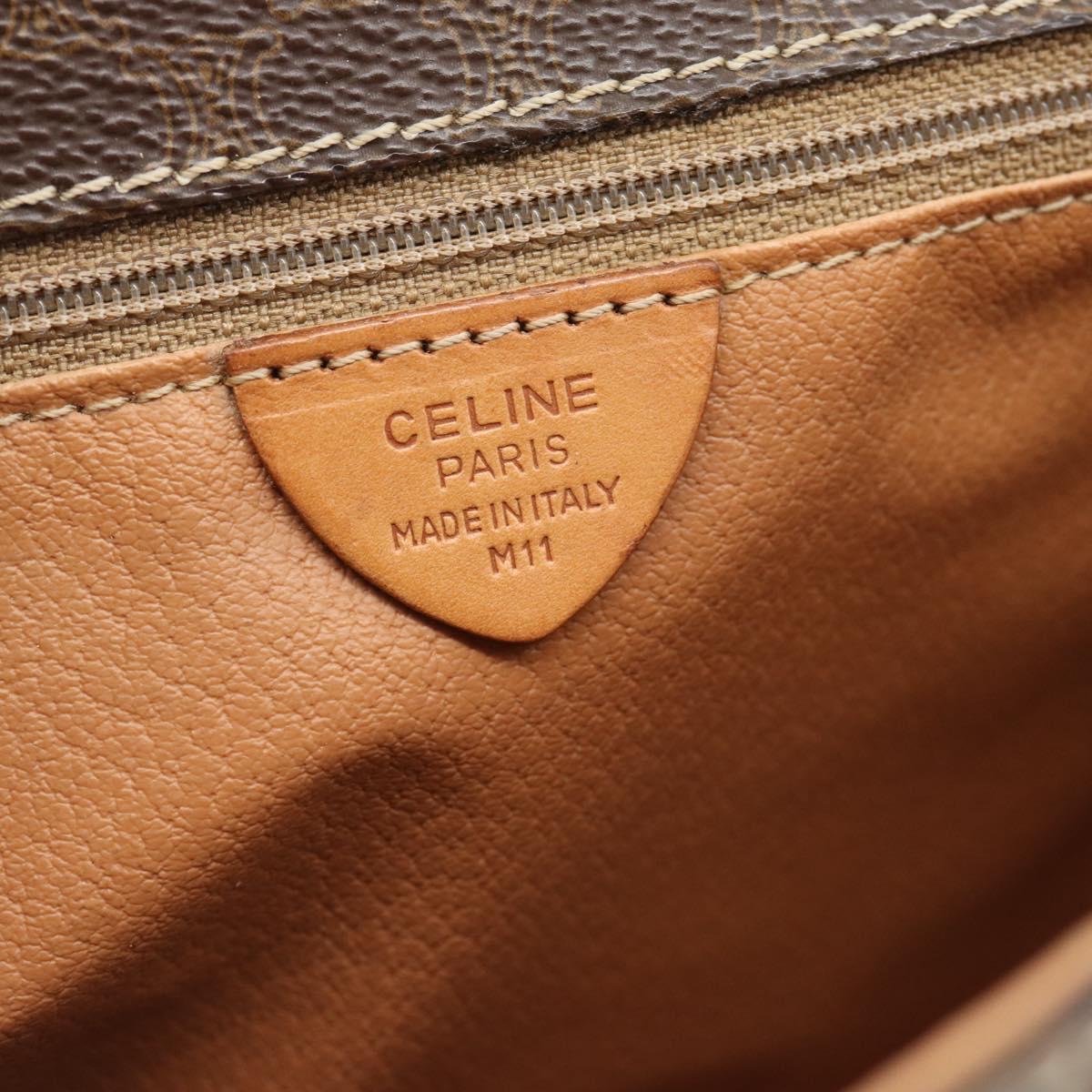 CELINE Macadam Canvas Shoulder Bag PVC Leather Brown Gold Auth bs36064A