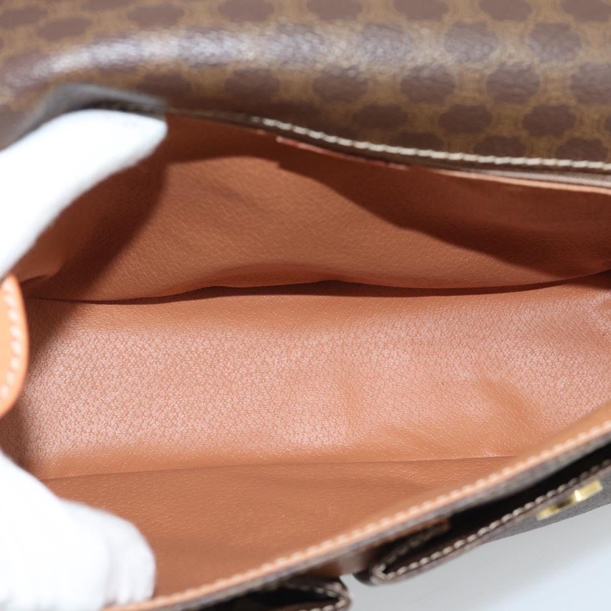 CELINE Macadam Canvas Shoulder Bag PVC Leather Brown Gold Auth bs36064A