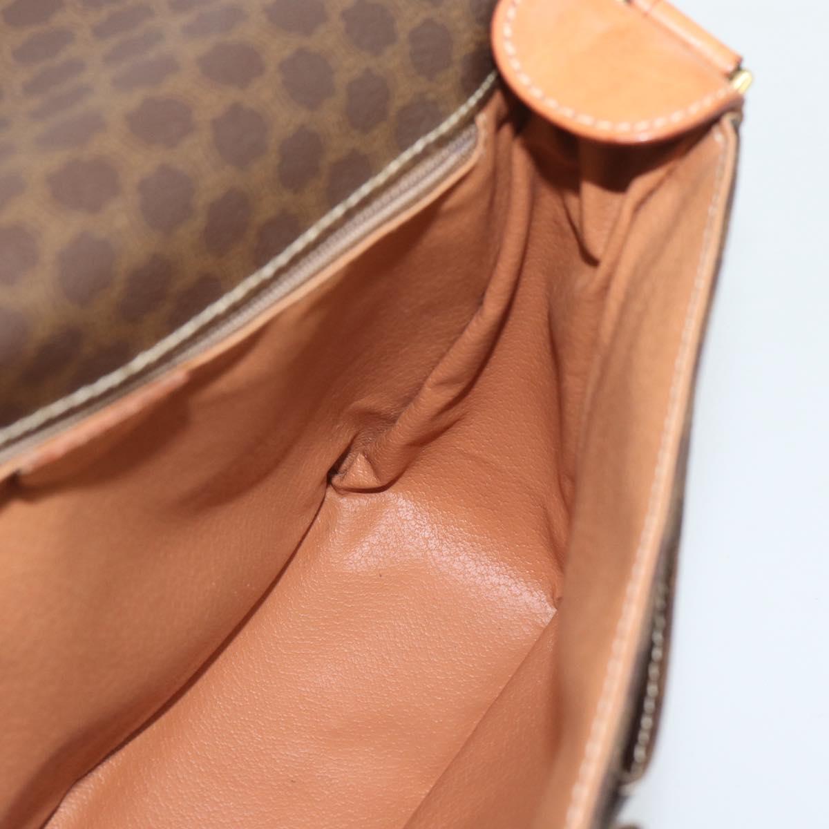 CELINE Macadam Canvas Shoulder Bag PVC Leather Brown Gold Auth bs36064A