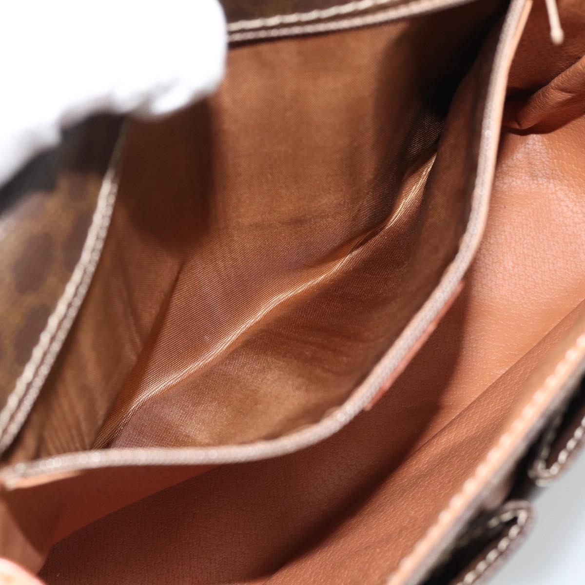 CELINE Macadam Canvas Shoulder Bag PVC Leather Brown Gold Auth bs36064A