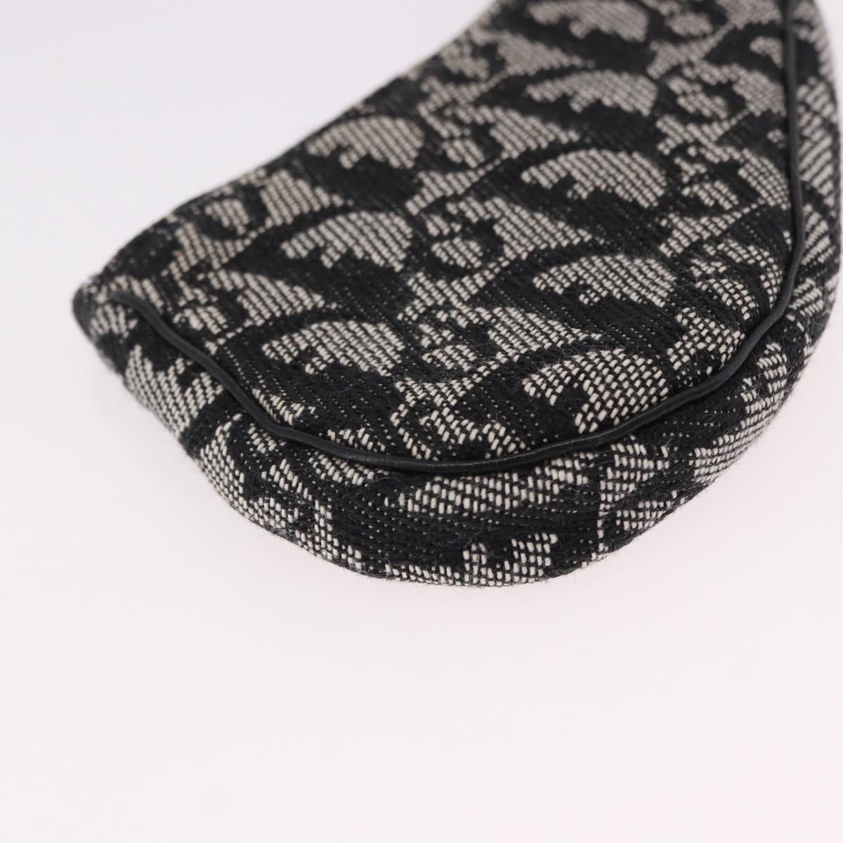 Christian Dior Trotter Canvas Saddle Coin Purse Black Silver Auth bs36065V
