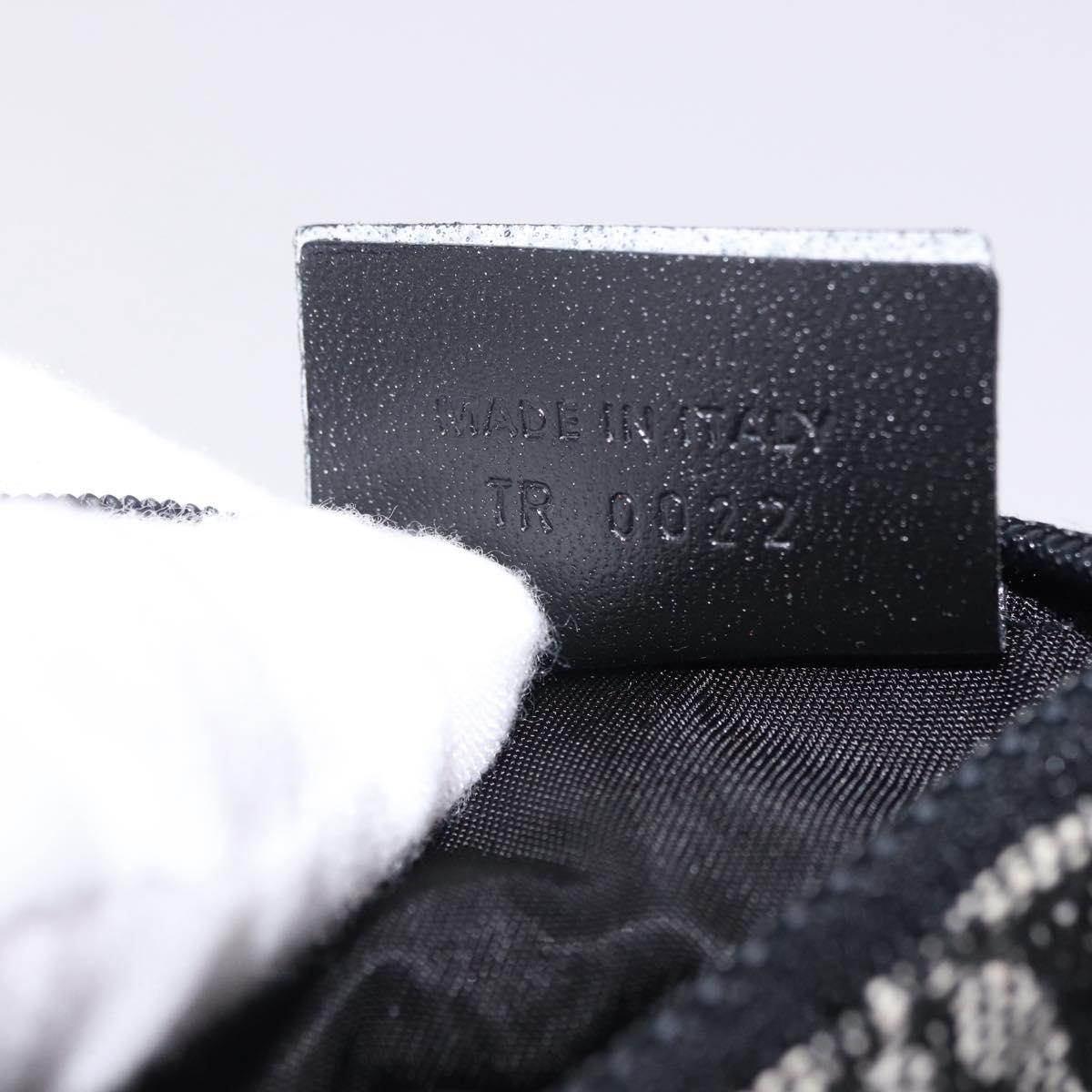 Christian Dior Trotter Canvas Saddle Coin Purse Black Silver Auth bs36065V