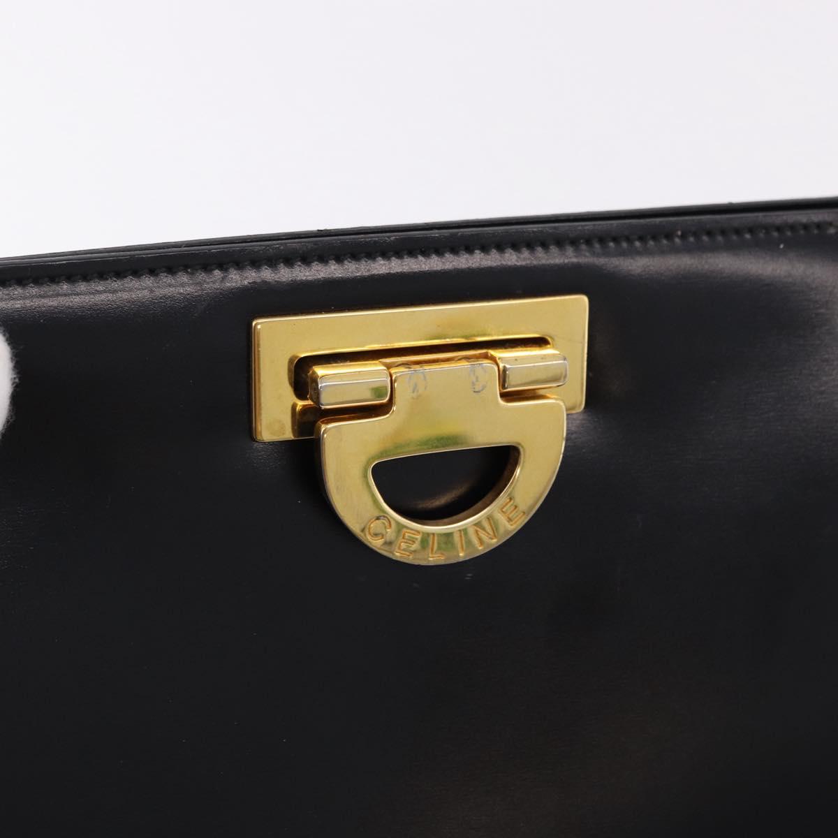CELINE Shoulder Bag Leather Black Gold Auth bs36066A