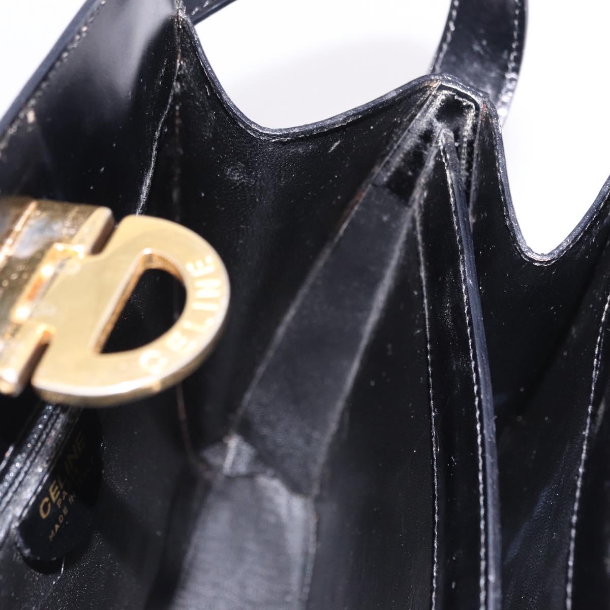 CELINE Shoulder Bag Leather Black Gold Auth bs36066A