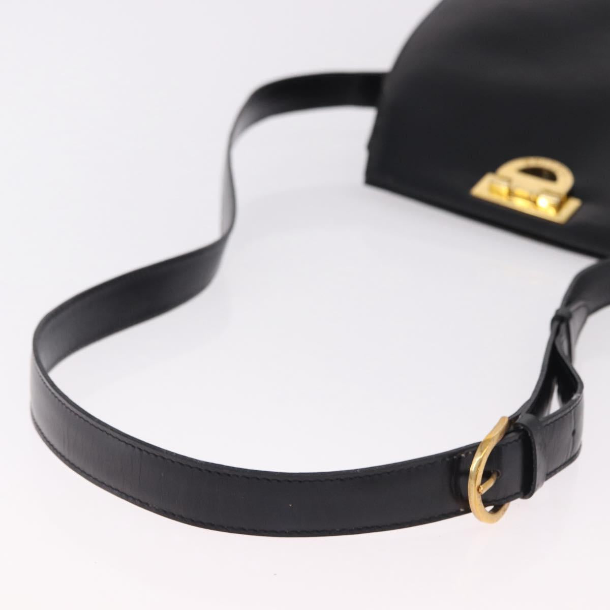 CELINE Shoulder Bag Leather Black Gold Auth bs36066A
