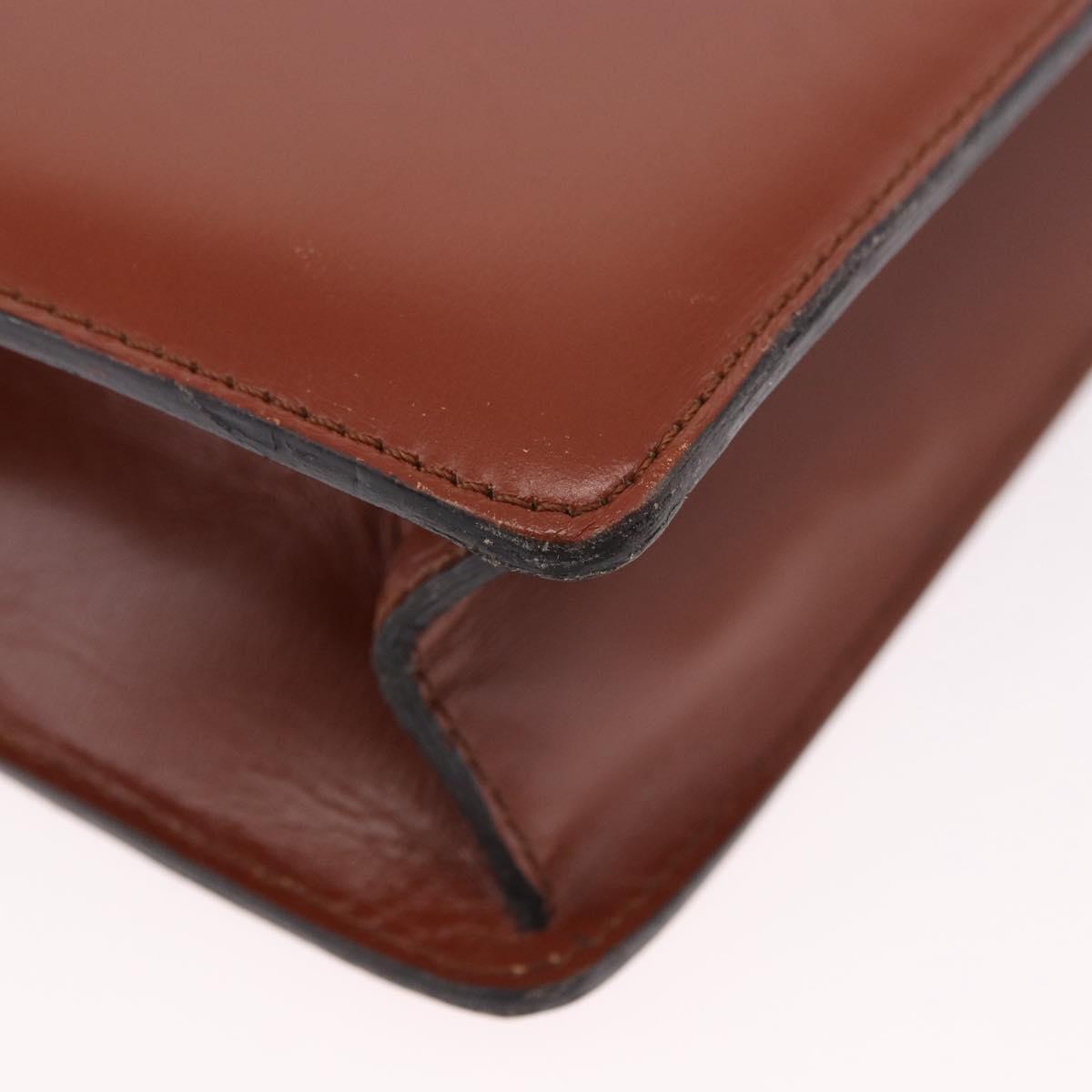 LOEWE Business Bag Leather Brown Gold Auth bs36070