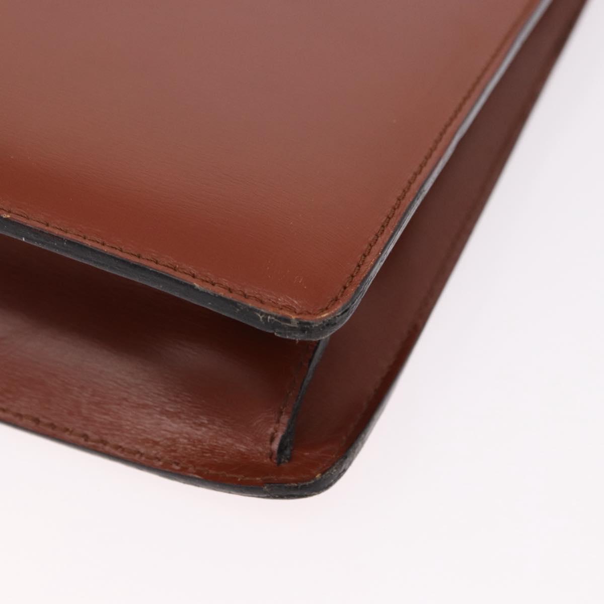 LOEWE Business Bag Leather Brown Gold Auth bs36070