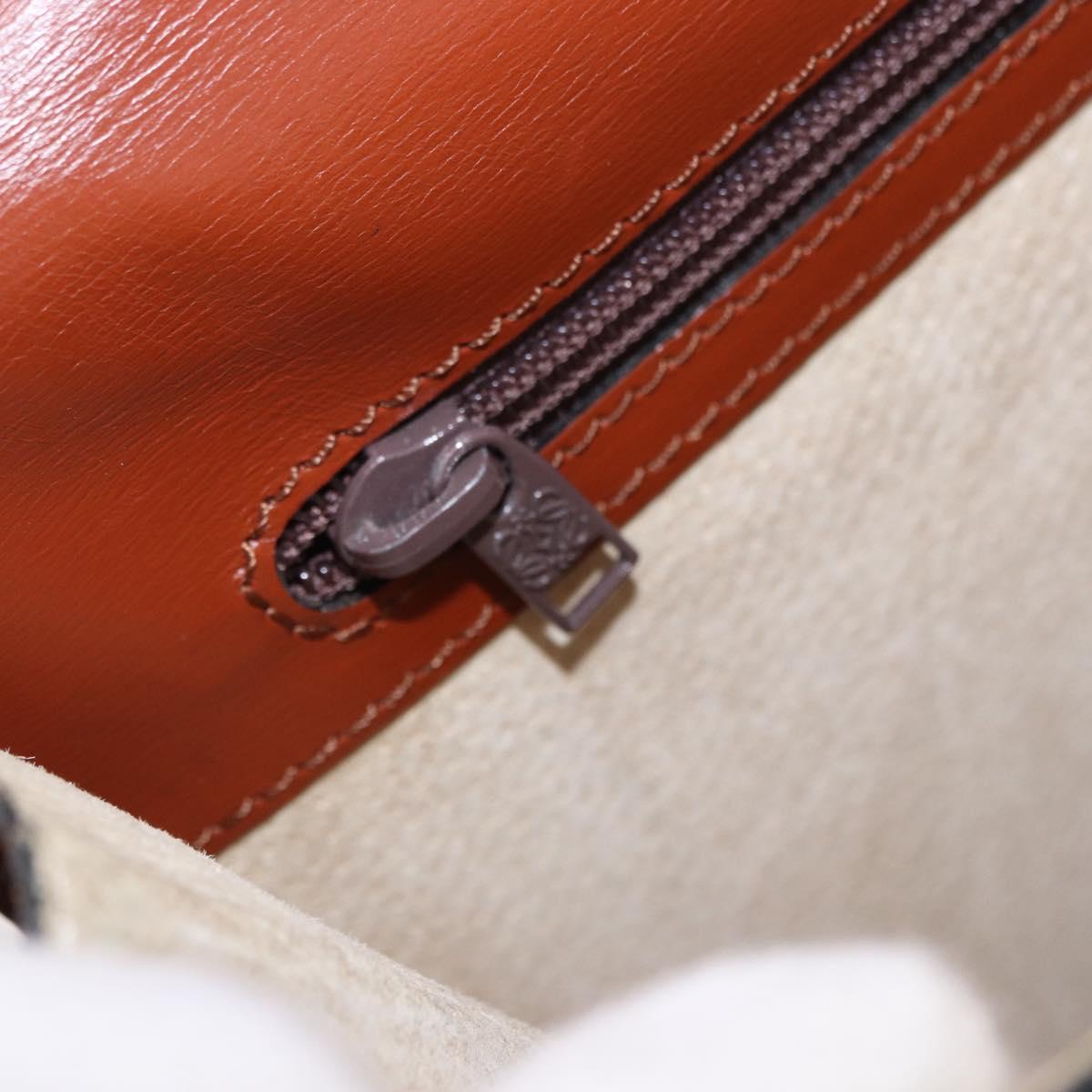 LOEWE Business Bag Leather Brown Gold Auth bs36070