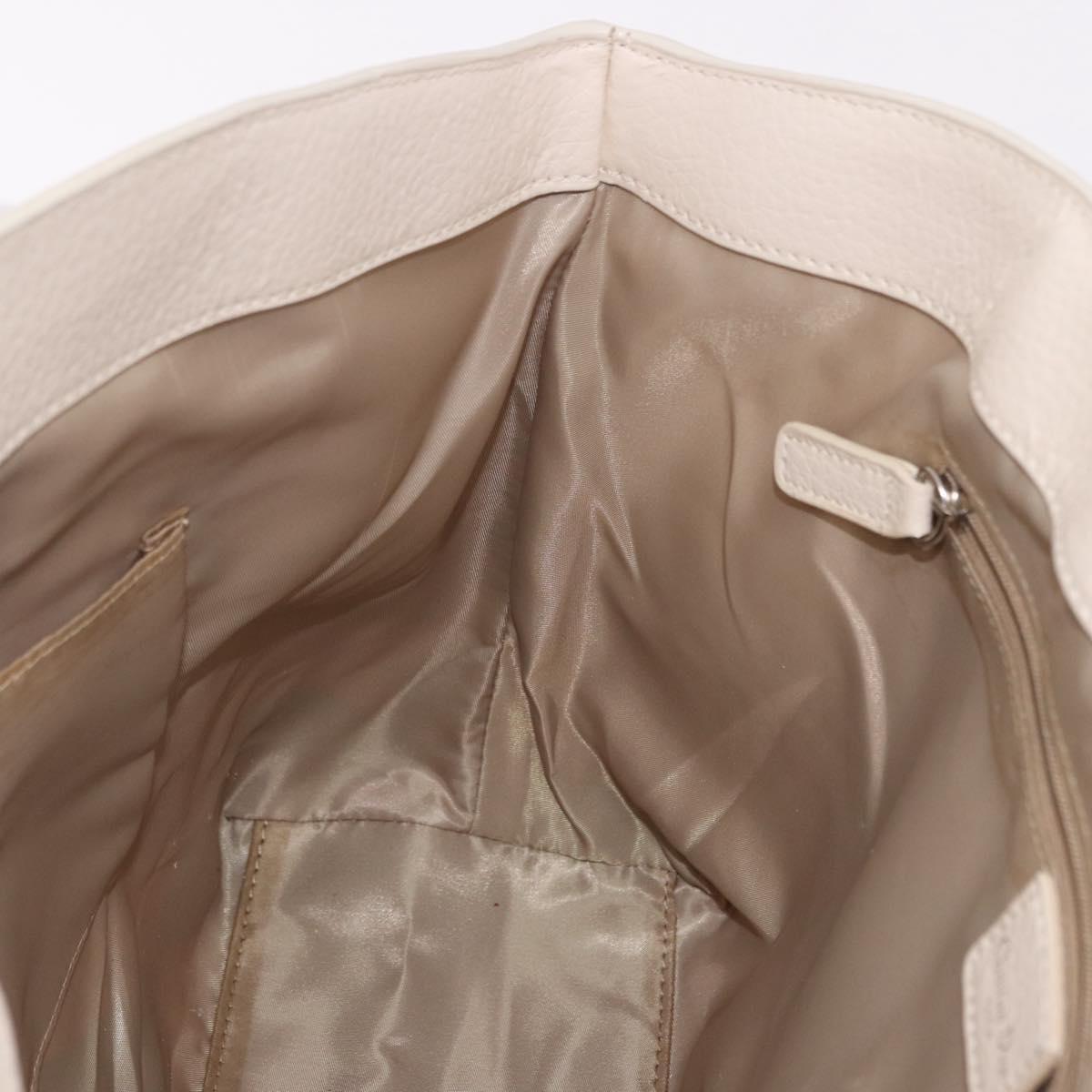 Christian Dior Trotter Canvas Hand Bag Beige Silver Auth bs36071
