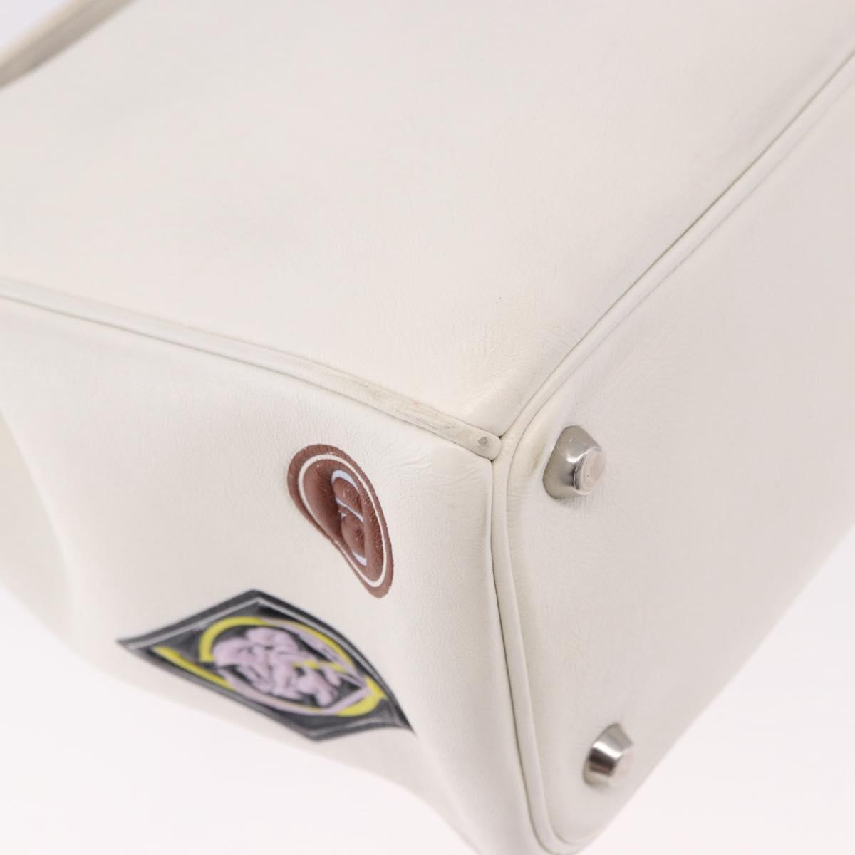Christian Dior Hand Bag Leather 2way White Silver Auth bs36072V