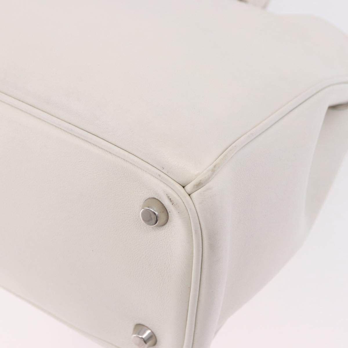 Christian Dior Hand Bag Leather 2way White Silver Auth bs36072V