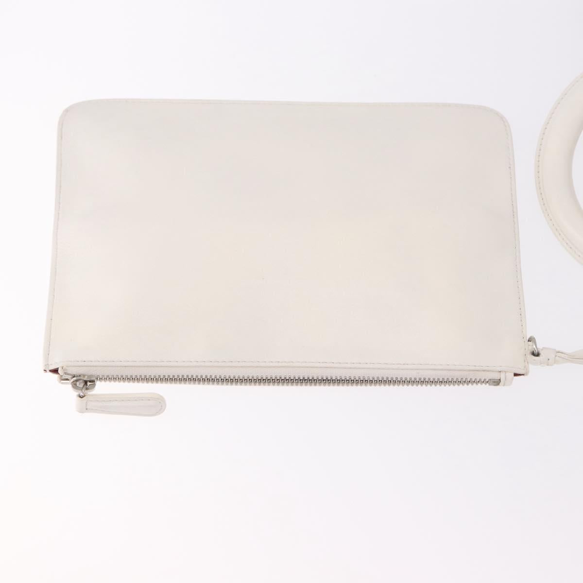 Christian Dior Hand Bag Leather 2way White Silver Auth bs36072V