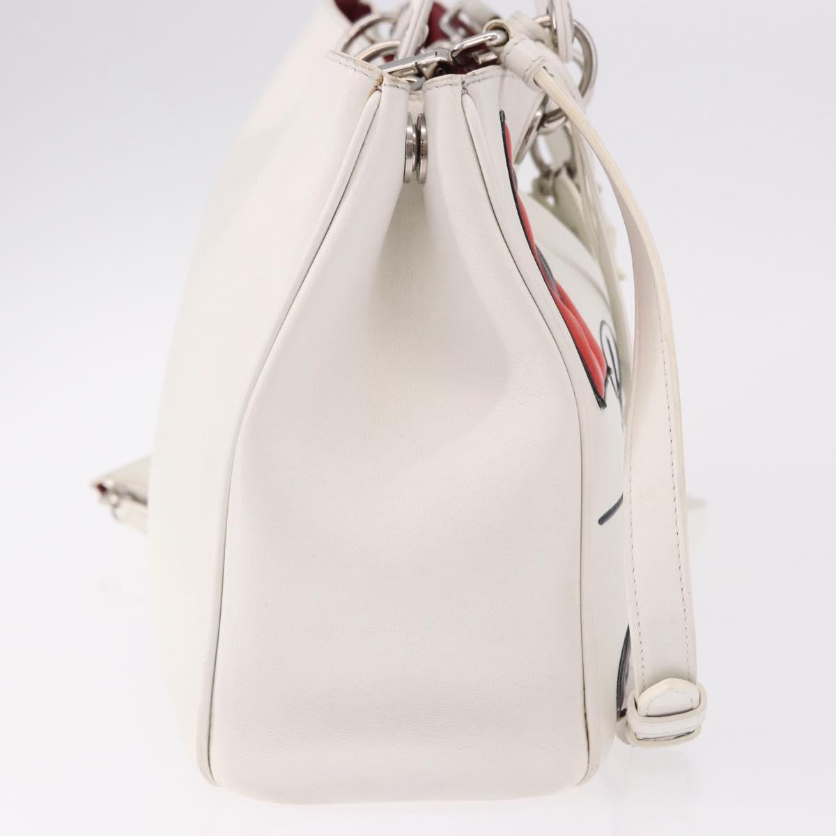 Christian Dior Hand Bag Leather 2way White Silver Auth bs36072V