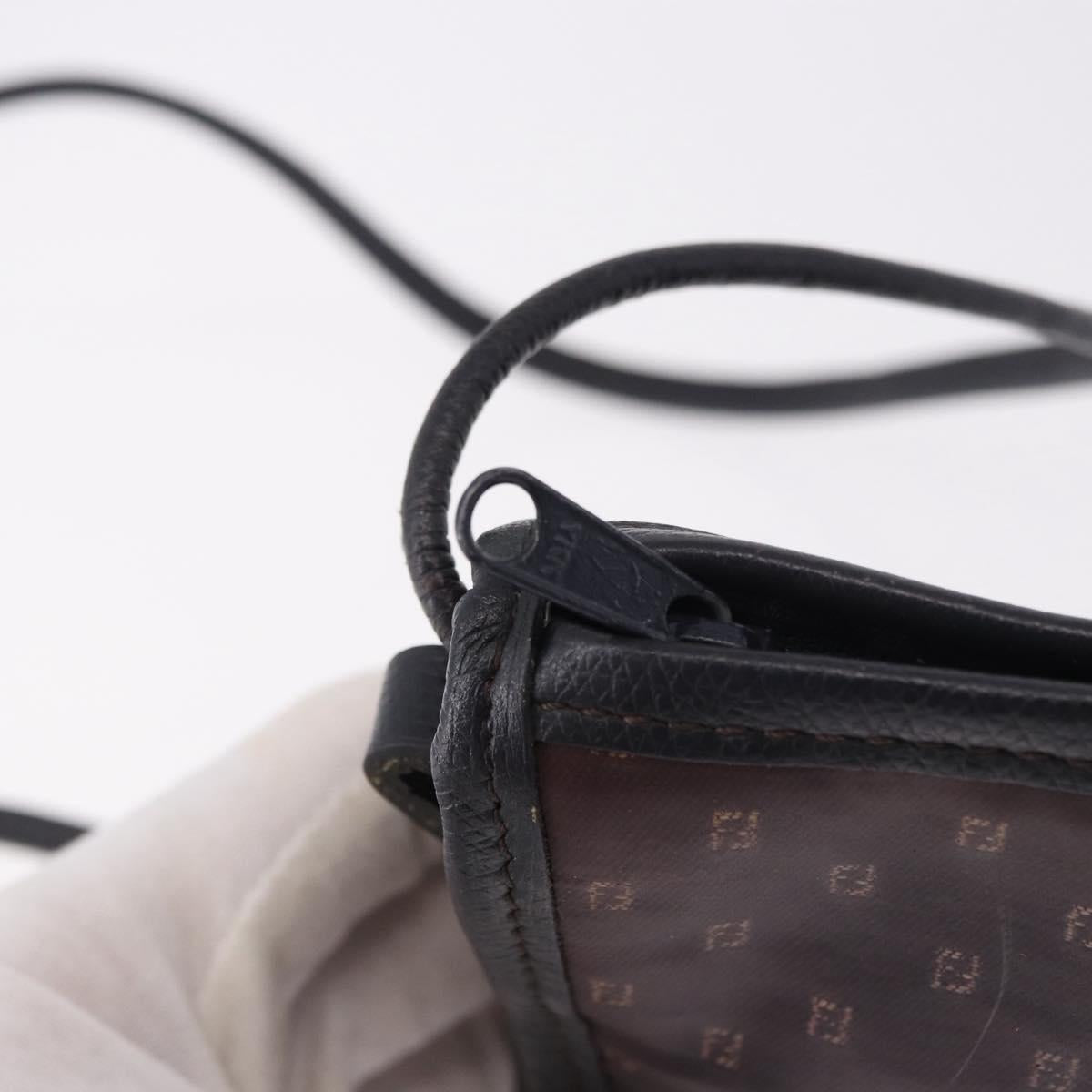 FENDI Shoulder Bag PVC Canvas Black Auth bs36074