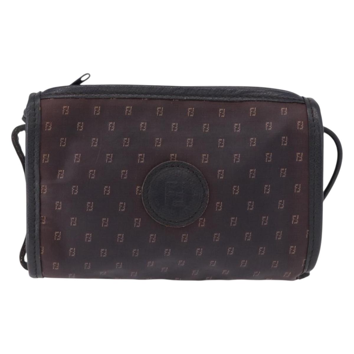 FENDI Shoulder Bag PVC Canvas Black Auth bs36074