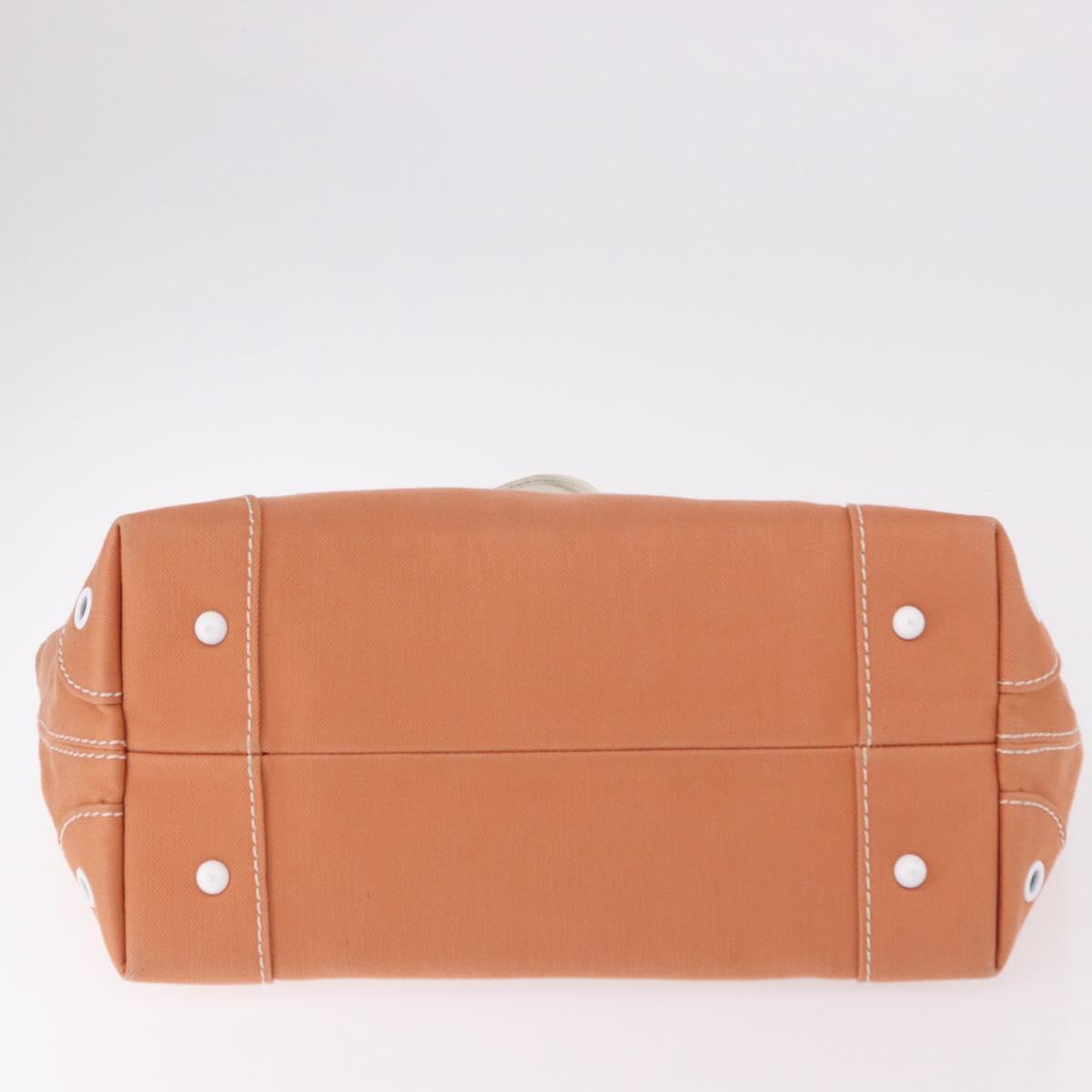 BURBERRY Blue Label Hand Bag Canvas Orange Silver Auth bs36076A