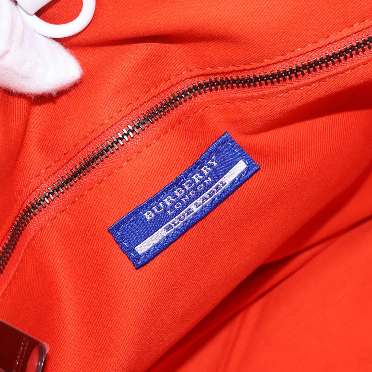 BURBERRY Blue Label Hand Bag Canvas Orange Silver Auth bs36076A