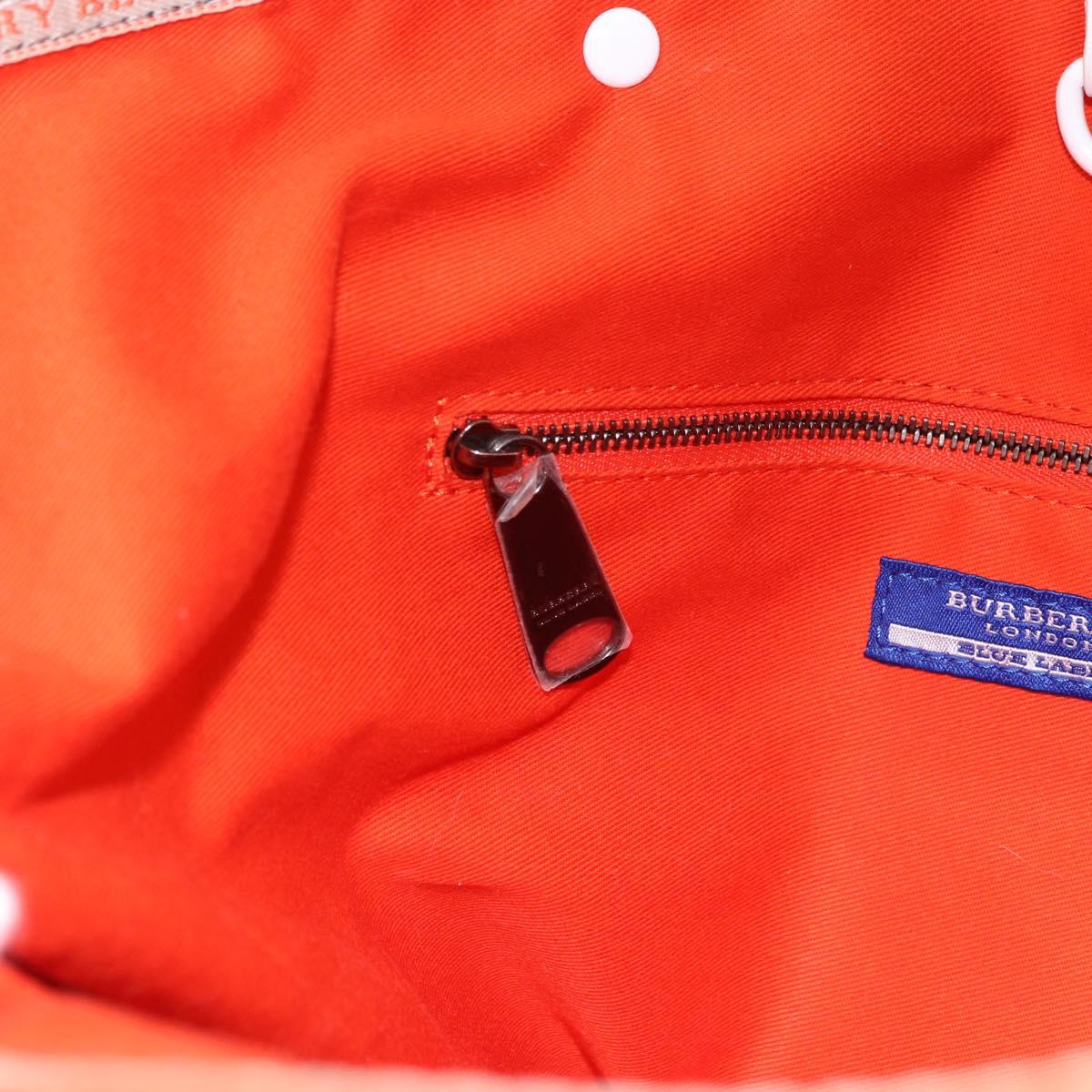 BURBERRY Blue Label Hand Bag Canvas Orange Silver Auth bs36076A