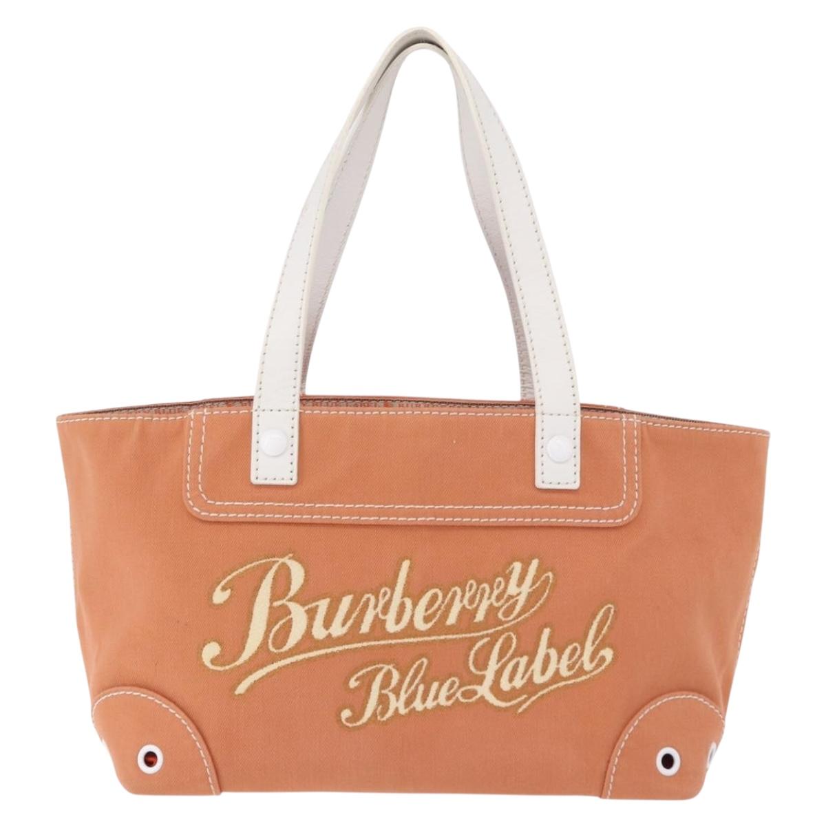 BURBERRY Blue Label Hand Bag Canvas Orange Silver Auth bs36076A