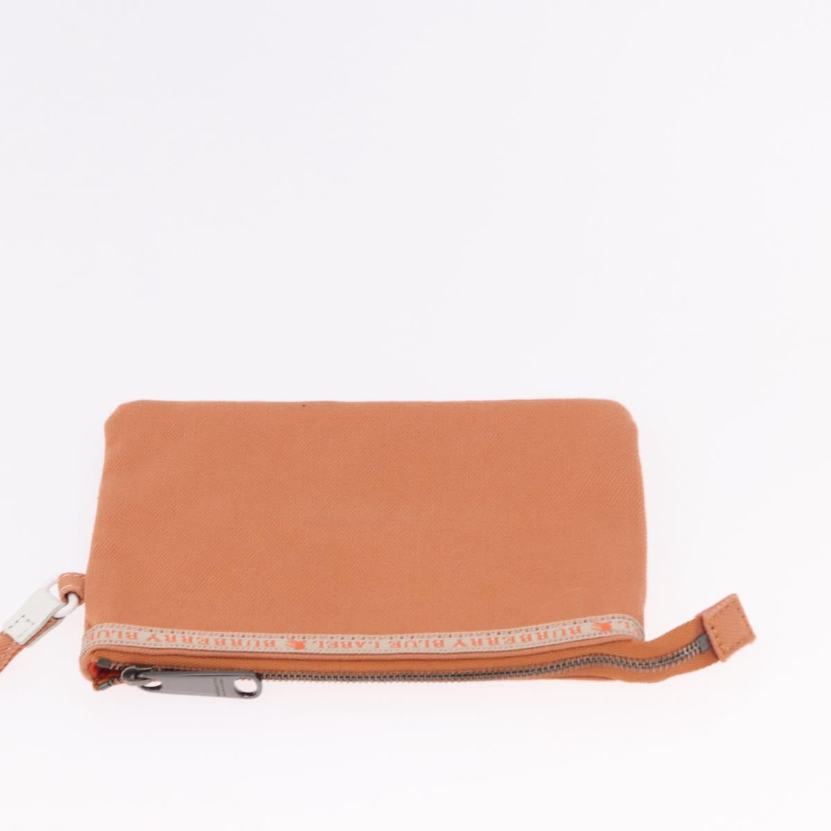 BURBERRY Blue Label Hand Bag Canvas Orange Silver Auth bs36076A