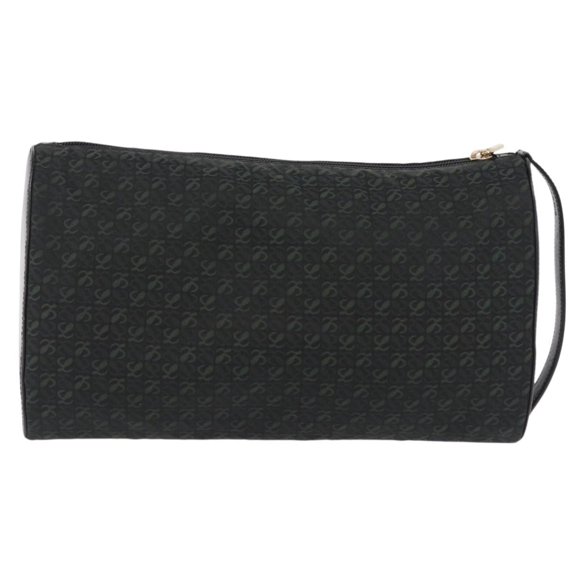 LOEWE Anagram Clutch Bag Canvas Black Gold Auth bs36077V