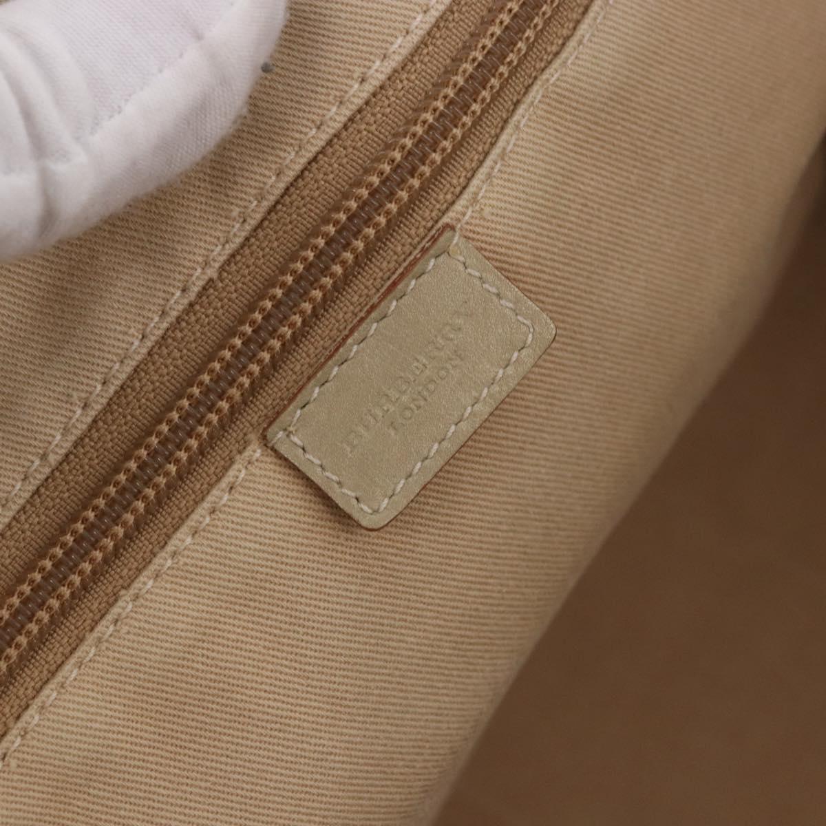 BURBERRY Nova Check Hand Bag Canvas Beige Silver Auth bs36078