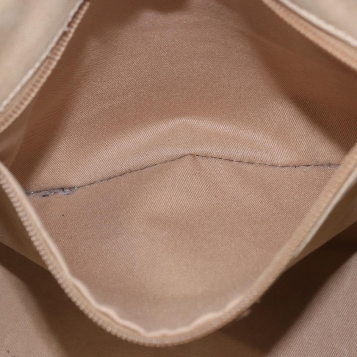 BURBERRY Nova Check Hand Bag Canvas Beige Silver Auth bs36078