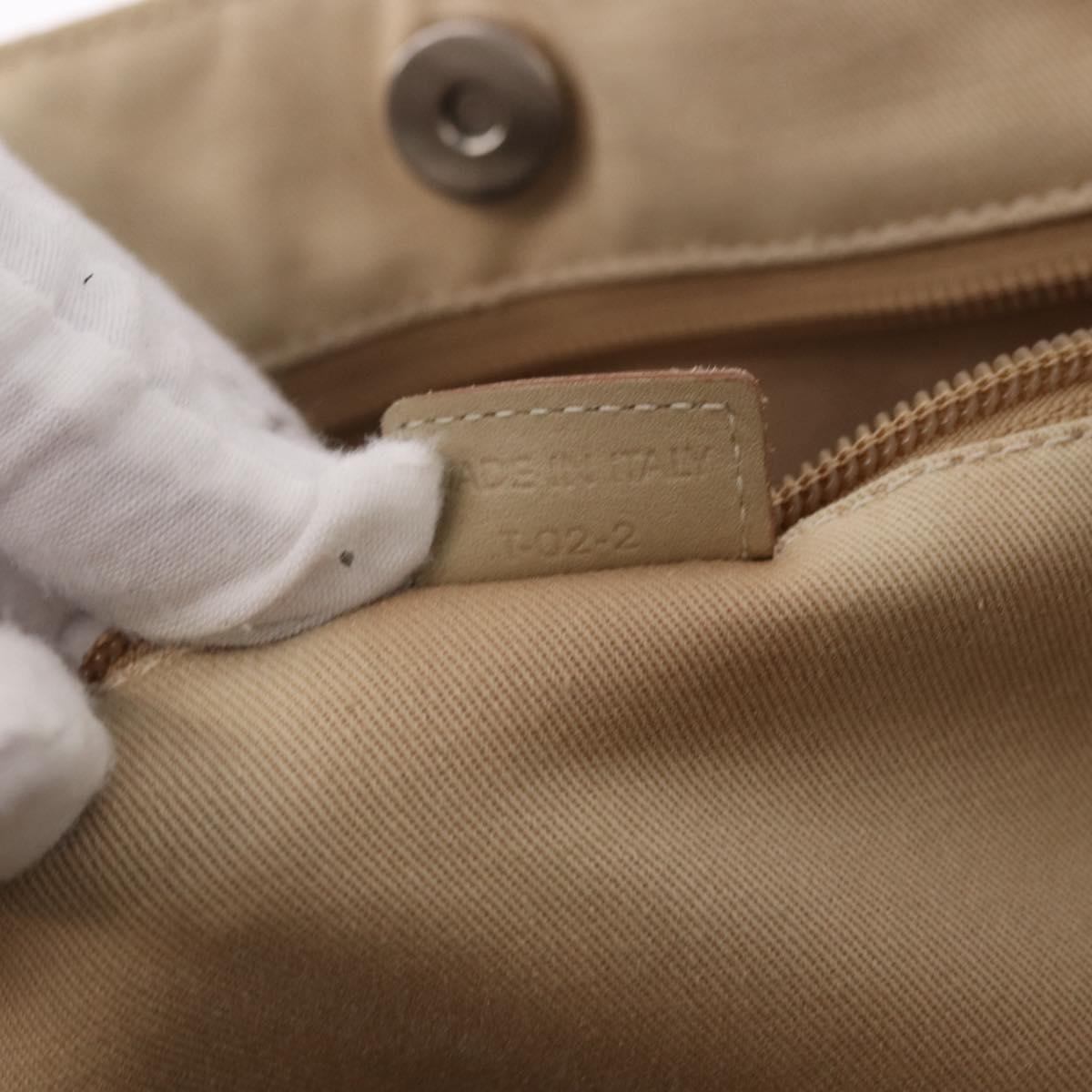 BURBERRY Nova Check Hand Bag Canvas Beige Silver Auth bs36078