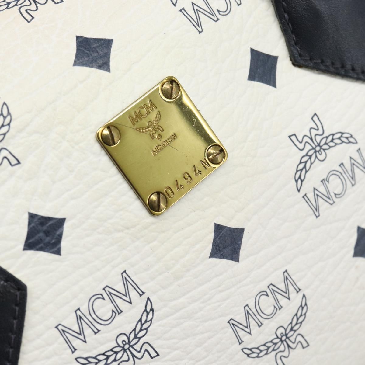 MCM Vicetos Logogram Hand Bag PVC Leather White Gold Auth bs36079
