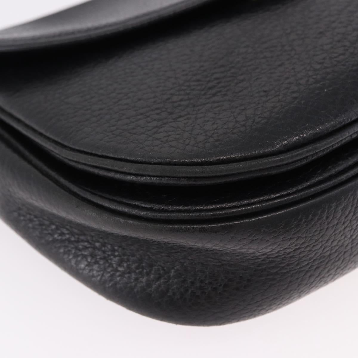 SAINT LAURENT Shoulder Bag Leather Black Gold Auth bs36080