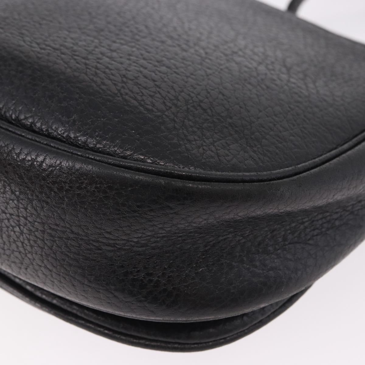 SAINT LAURENT Shoulder Bag Leather Black Gold Auth bs36080