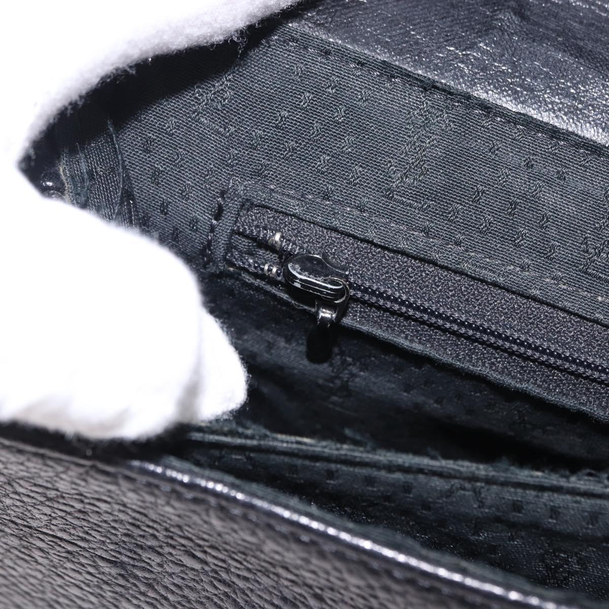 SAINT LAURENT Shoulder Bag Leather Black Gold Auth bs36080