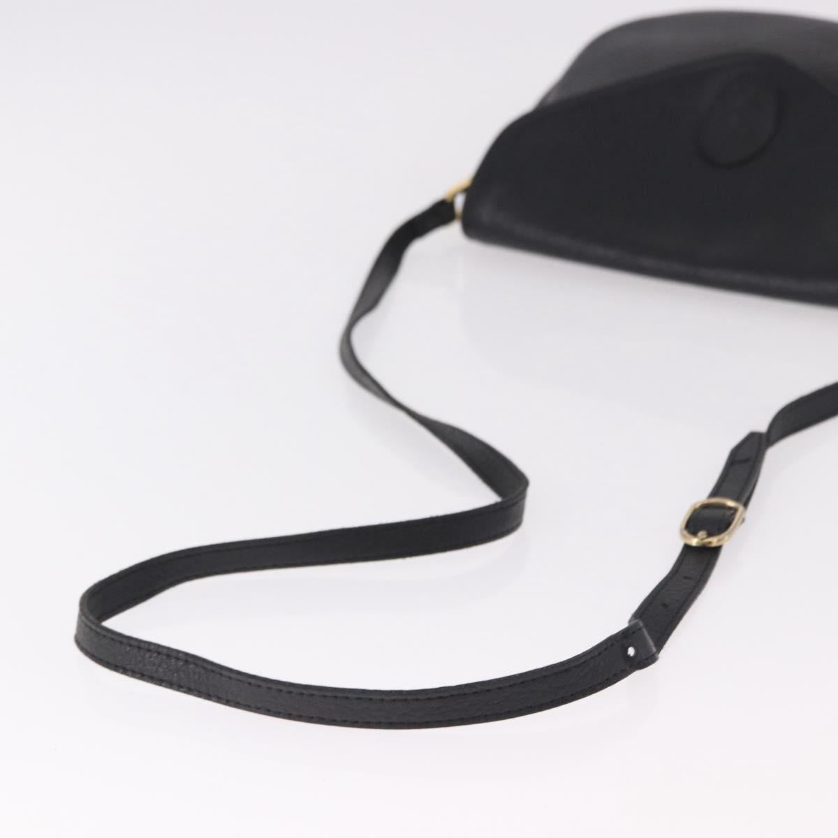 SAINT LAURENT Shoulder Bag Leather Black Gold Auth bs36080