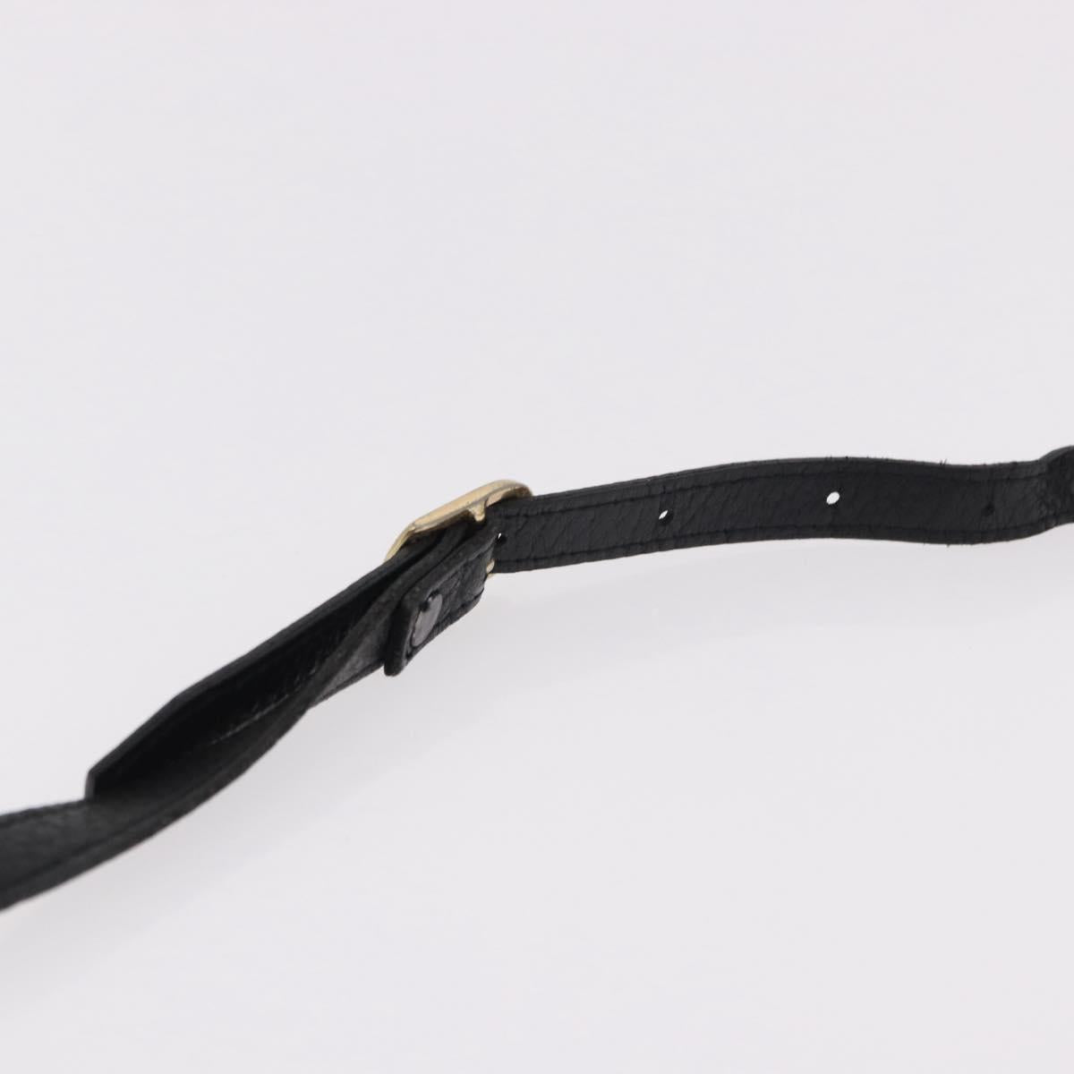 SAINT LAURENT Shoulder Bag Leather Black Gold Auth bs36080
