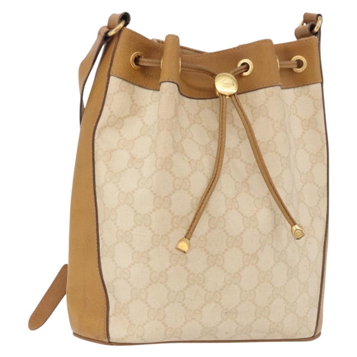 GUCCI GG Supreme Shoulder Bag PVC Beige Gold 164 02 034 Auth bs36082