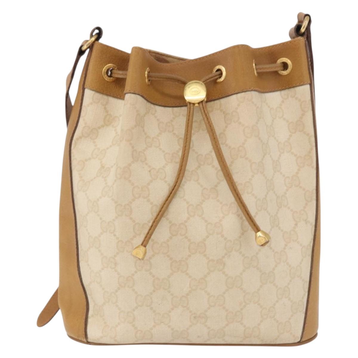 GUCCI GG Supreme Shoulder Bag PVC Beige Gold 164 02 034 Auth bs36082