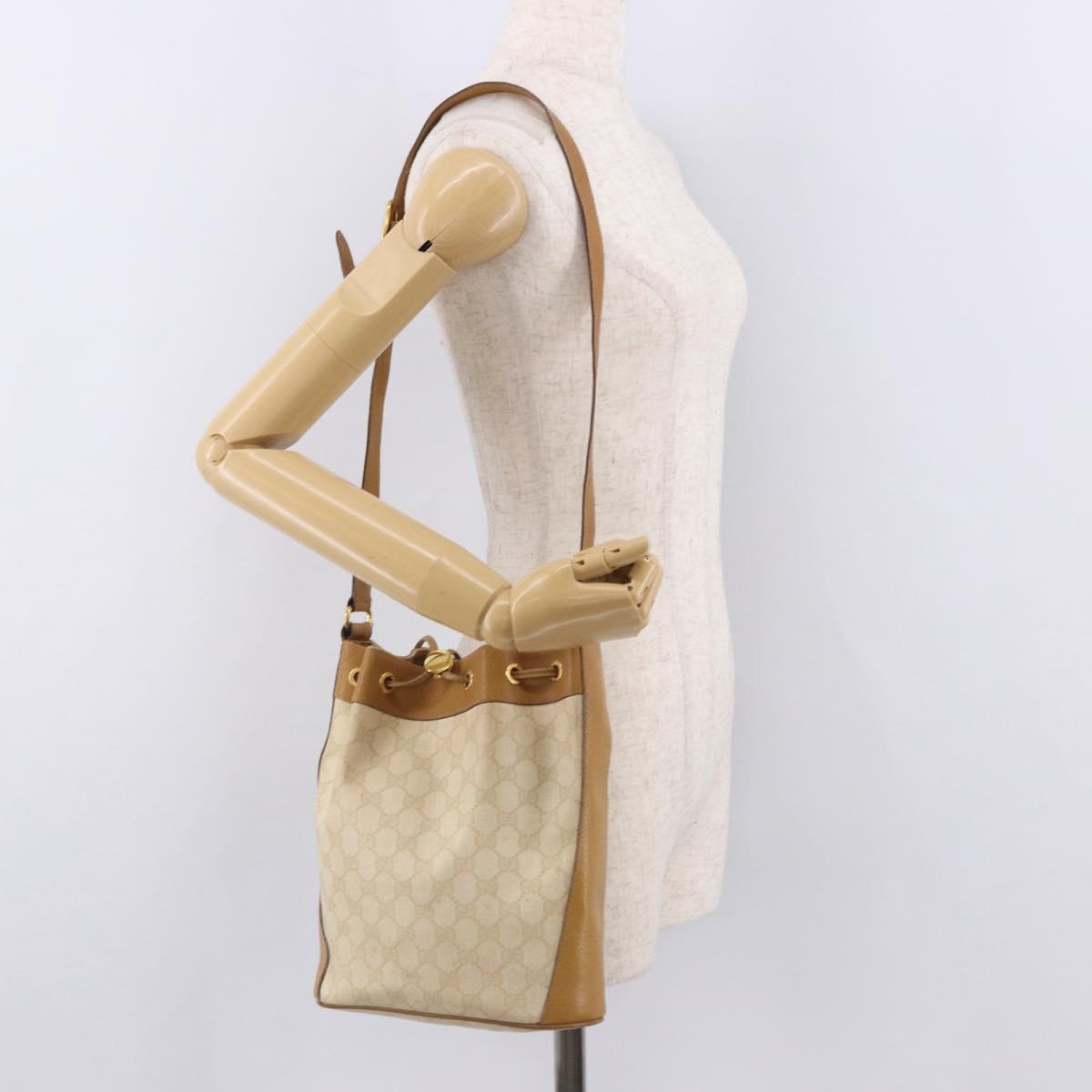 GUCCI GG Supreme Shoulder Bag PVC Beige Gold 164 02 034 Auth bs36082