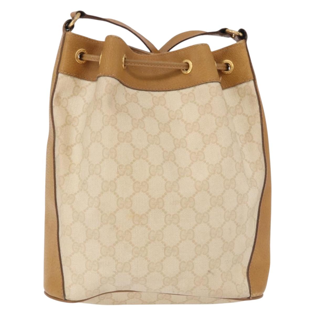 GUCCI GG Supreme Shoulder Bag PVC Beige Gold 164 02 034 Auth bs36082