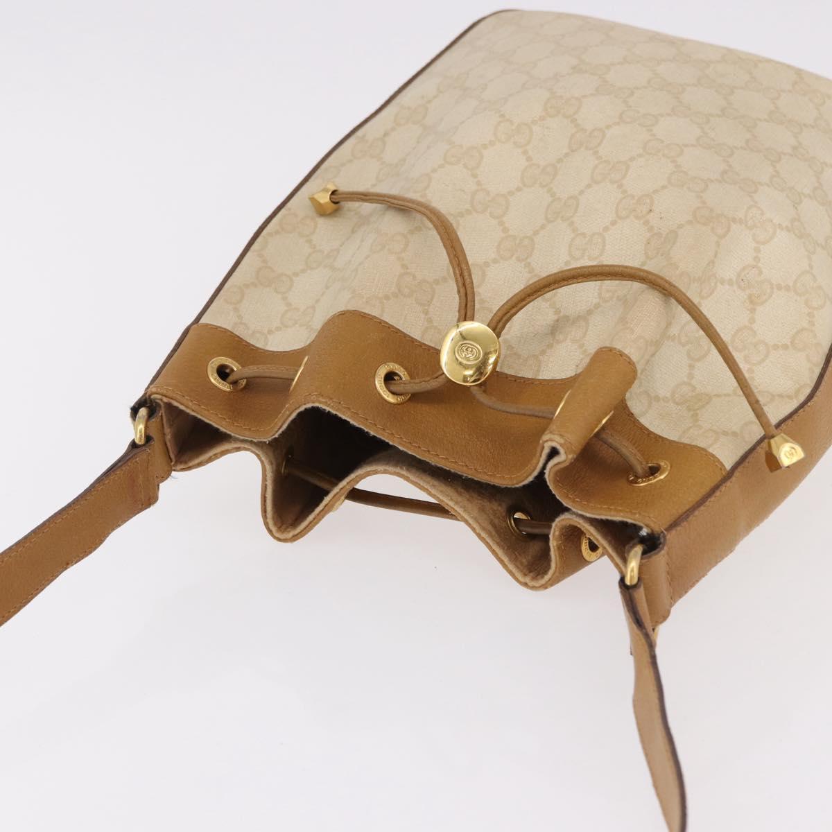 GUCCI GG Supreme Shoulder Bag PVC Beige Gold 164 02 034 Auth bs36082